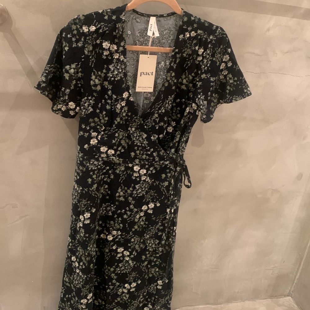 Pact Organic Cotton Women’s Wrap Midi Dress- NWT